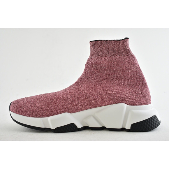 Balenciaga Women Speed Sock Trainer Pink Glitter White Black Runner Sneakers 42 - Picture 9 of 12
